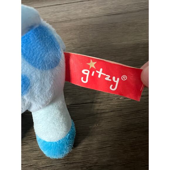 Gitzy Giraffe Blue with Polka Dots Stuffed Animal‎ Plush Rattle - Picture 3 of 5